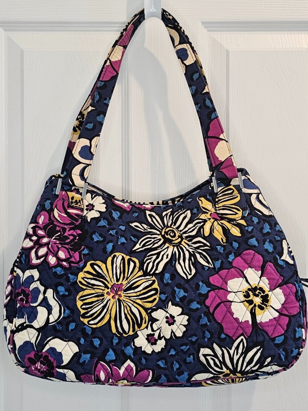 Vera Bradley Emily Satchel African Violet Tote Purse Shoulder Bag Flowers